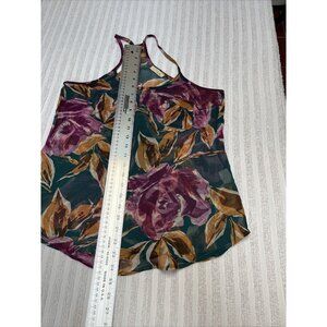 Lush Womens Racerback Floral Cami Chiffon Tank Top Multicolor Scoop Neck USA